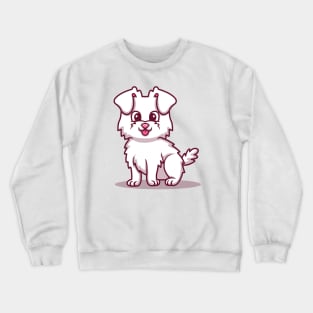 Cute Dog Sitting Cartoon Illustration Crewneck Sweatshirt